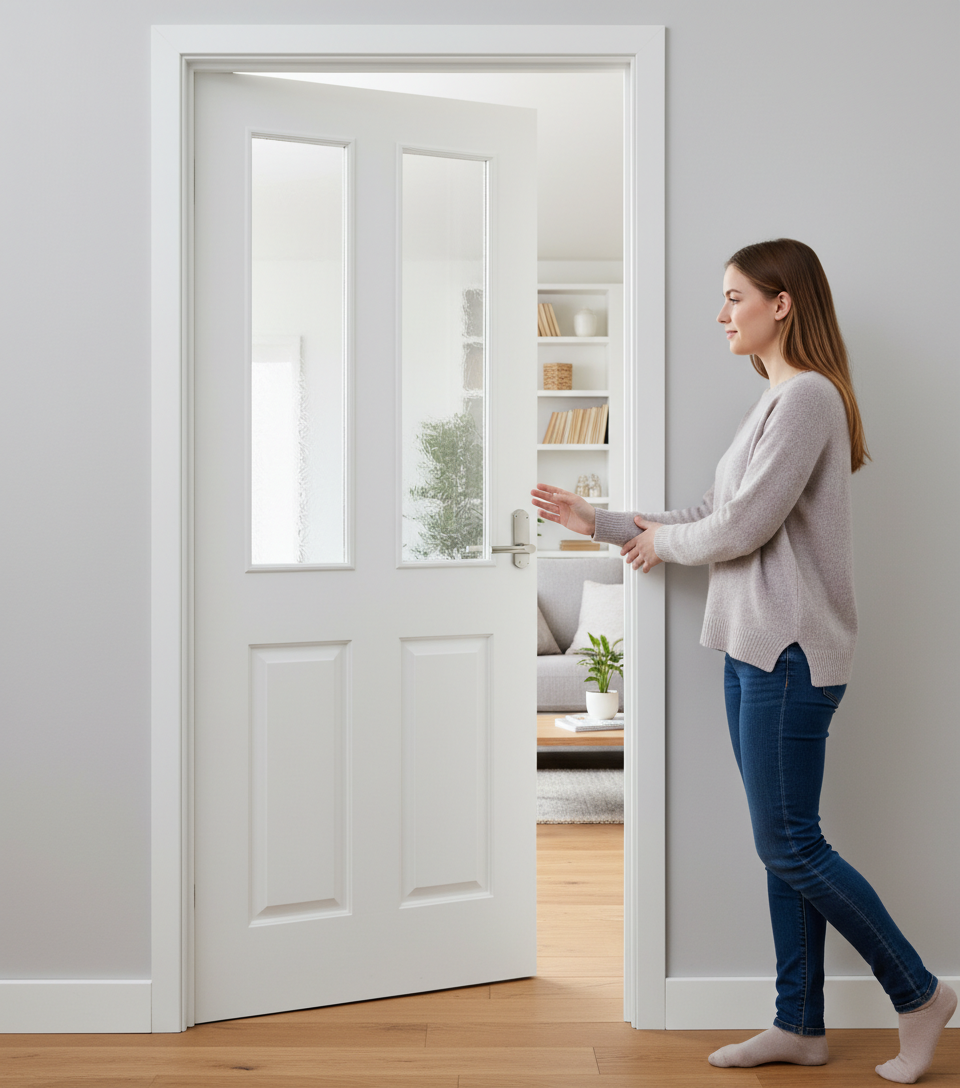 Premium White Moulded Victorian Clear Glazed Door with Engineered Construction and Custom Size Options