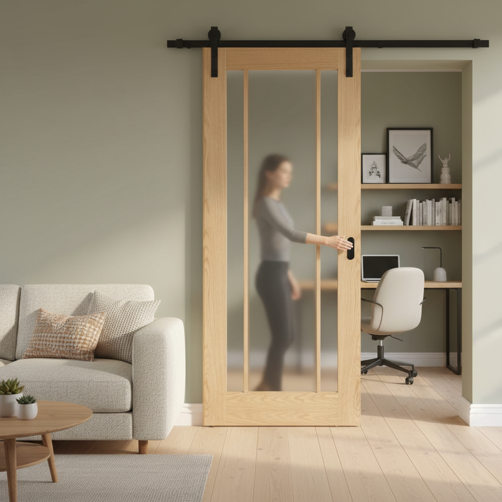 Premium Face Mounted Sliding Door Set with Frosted Glazed Finish - Suitable for Doors Up to 100kg, Available in 2m or 3m Lengths