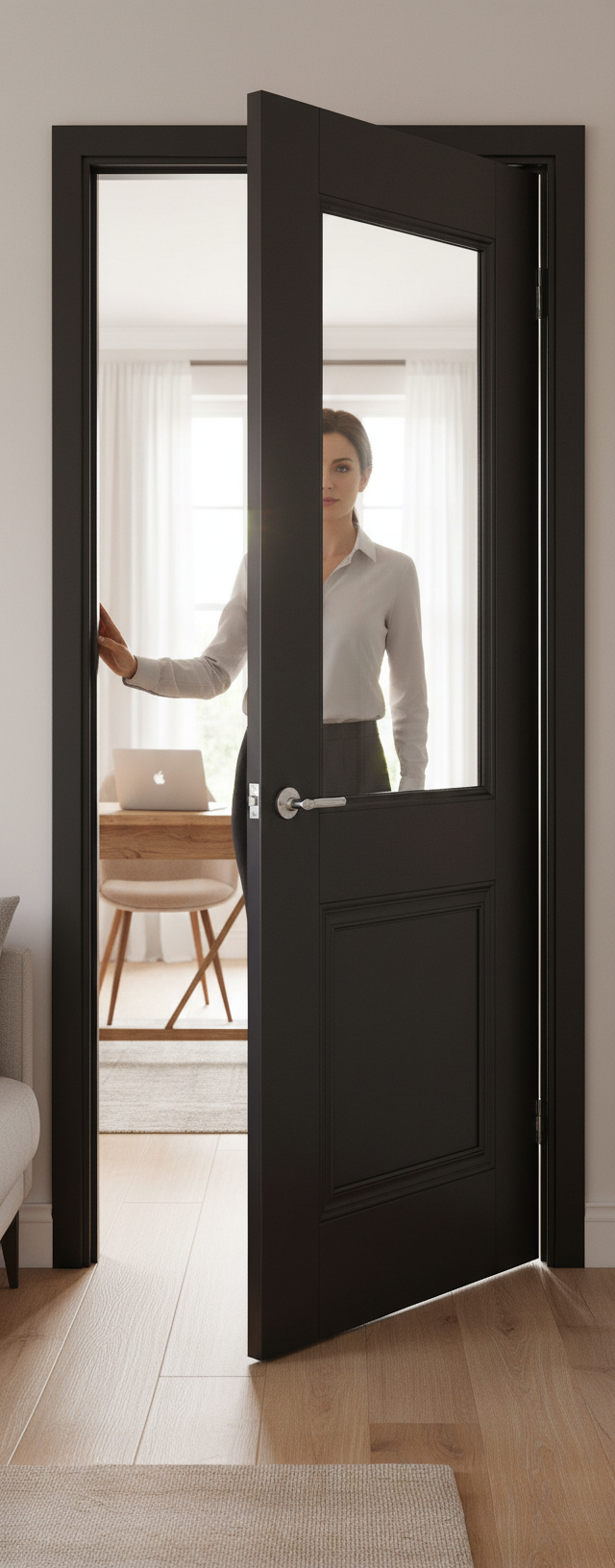 Premium Clear Glazed Internal Door with Decorative Bolection Mouldings and Engineered Construction for Enhanced Stability