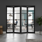 Premium Industrial Style Clear Glazed Room Divider with Bi-Folding Doors and Custom Configurations