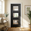 Black Internal Door with 3 Light Clear Glass, Fully Finished, Made to Measure