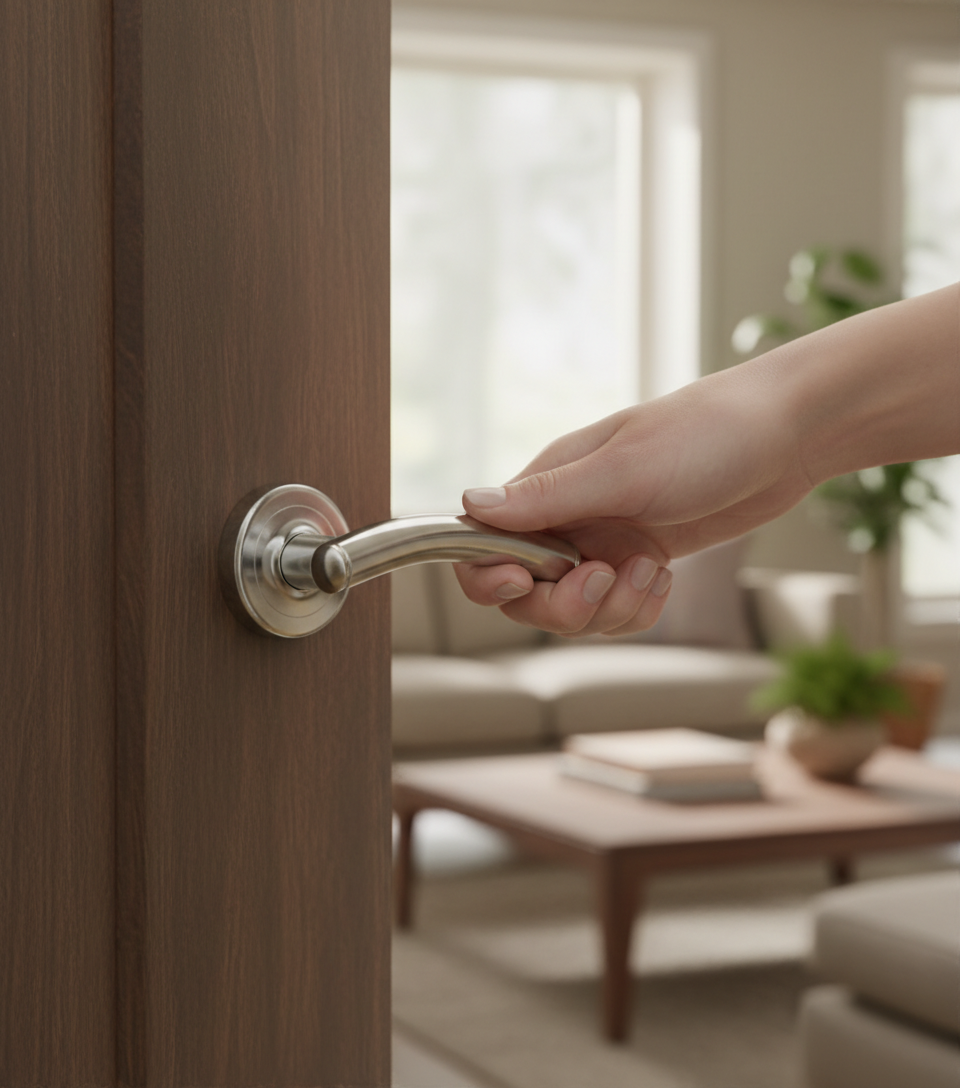 Premium Designer Door Handle with Round Rose - Crafted from High-Quality Materials for Elegant Interiors