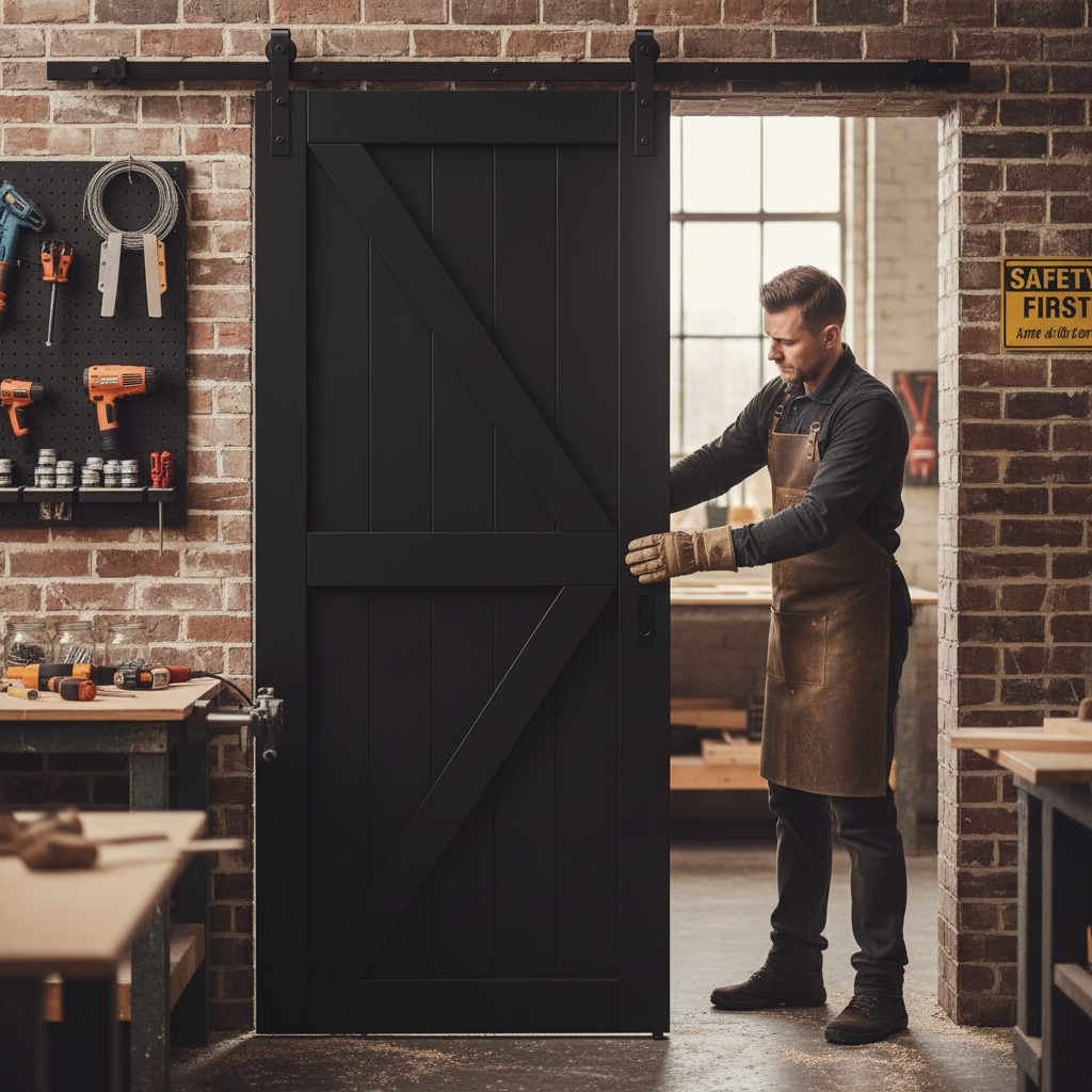 Premium Internal Primed Z Brace Sliding Barn Door - Stylish Black Finish with Top-Mounted Mechanism for Modern Interiors