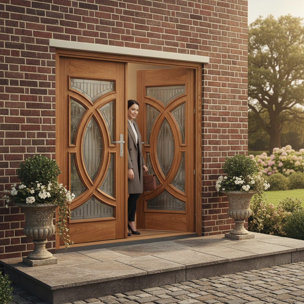 Premium Oak Grand Entrance Doors - Heavy Duty Design with Custom Frame Options and Robust Protection Requirements