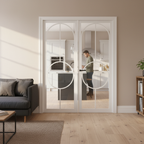 Premium Clear Glazed Double Door Pair with Solid Engineered Core and Matt Black Hardware for Industrial Style