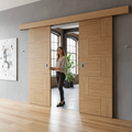 Premium Double Sliding Door System with Oak Pelmet and E-Glide Mechanism for Smooth Operation
