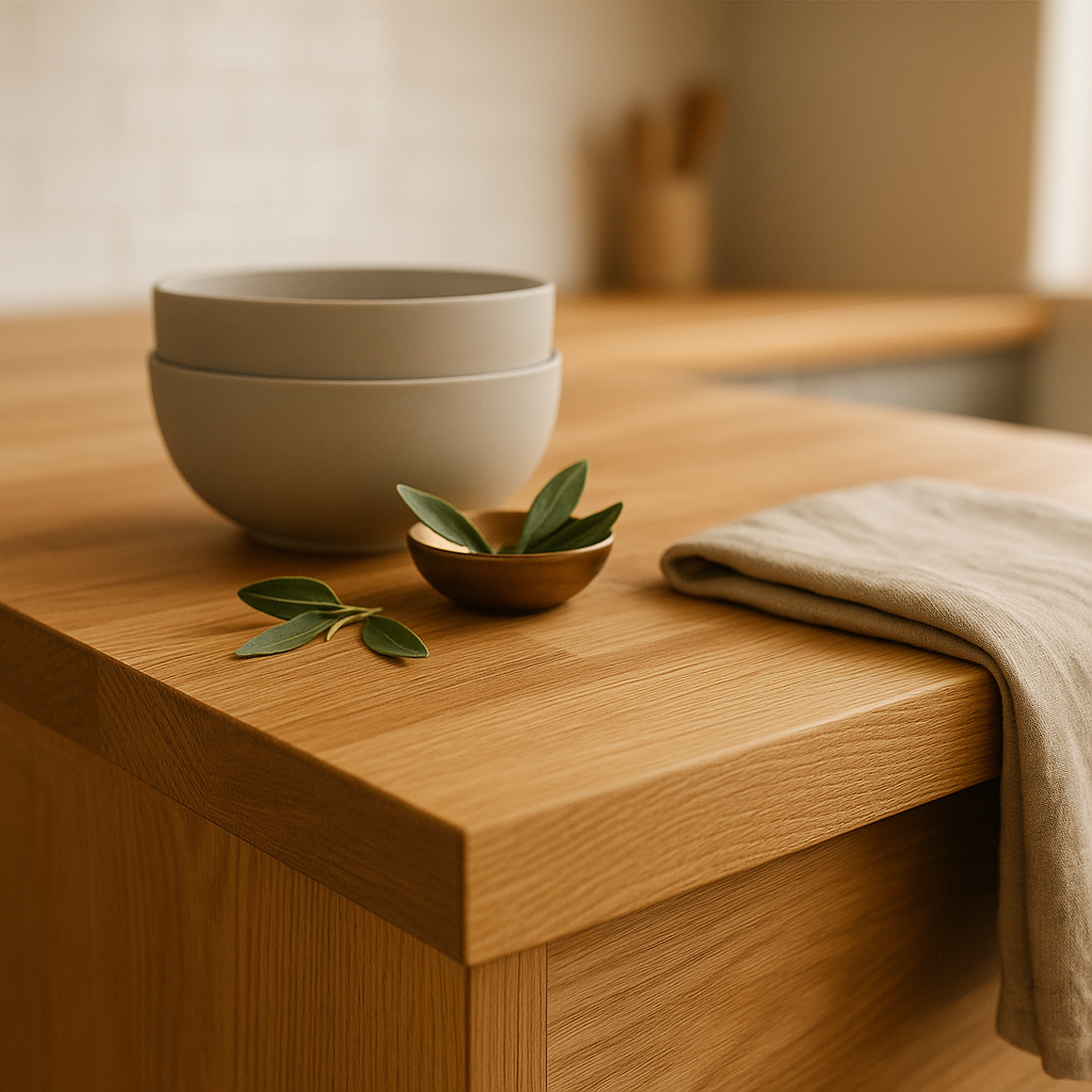 Solid European Oak Furniture Board, 18mm Thickness, Unfinished, 2.40m - detail view