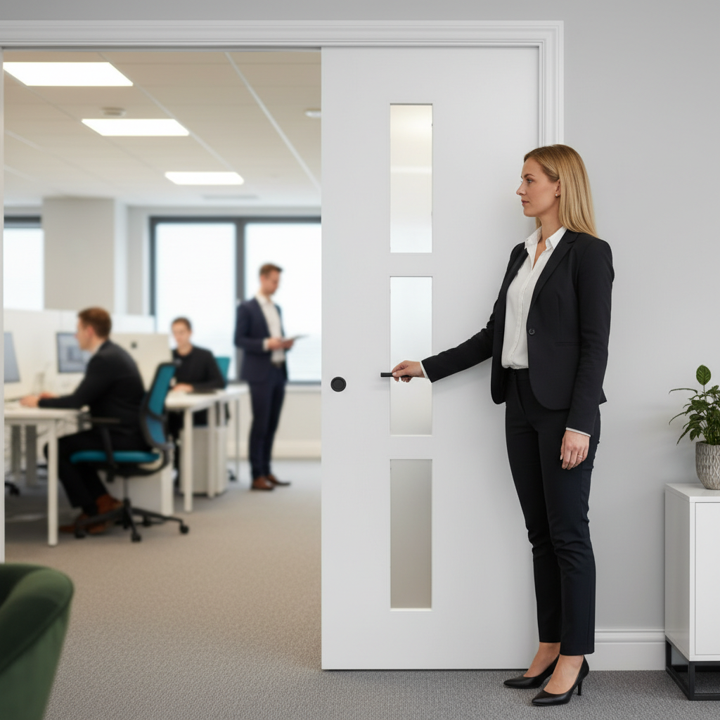 Premium 3L Obscure Glazed Pocket Door Set with Galvanised Steel Frame and Adjustable Door Jambs