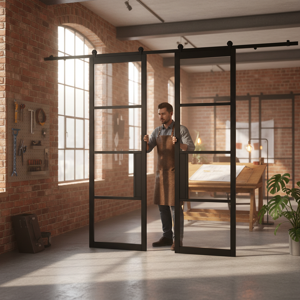 Premium Clear Glazed Double Doors with Top Mount Sliding Track System - Soft Close Option Available