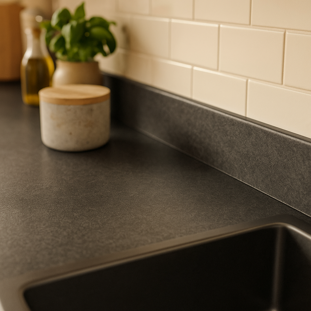 3065mm Noir Upstand for Stylish Workplace Protection - detail view