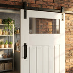 Cottage 1 Panel White Internal Sliding Door with 1 Light Clear Glass, Primed Finish - detail view