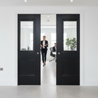 Premium Clear Glazed Double Pocket Door Set with Elegant Panels and Galvanised Steel Frame for Space-Saving and Versatile Use