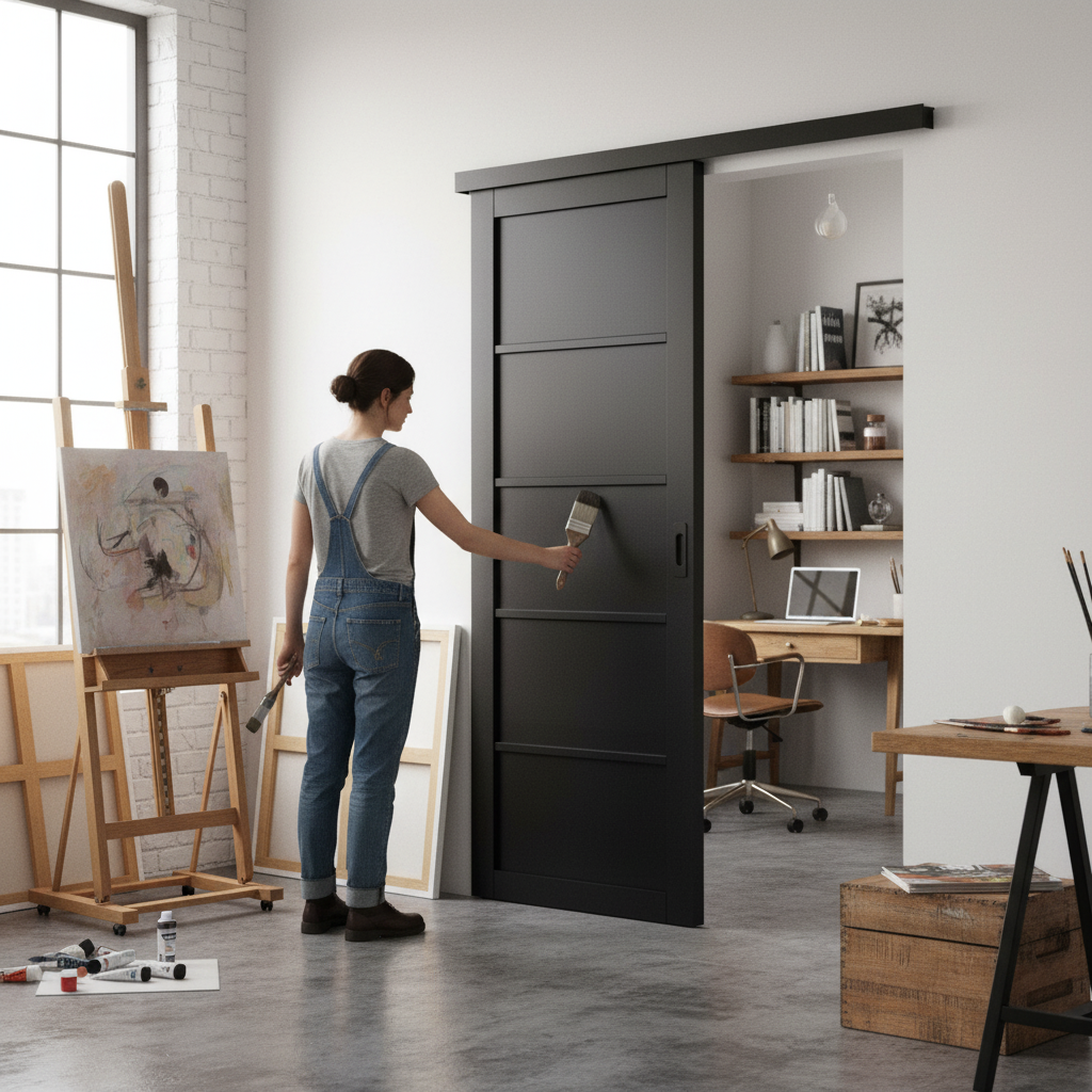 Premium Internal Fully Finished Industrial 5 Panel Classic Framed Pocket Door Set - Adjustable and Durable Design for Modern Interiors - Image 2