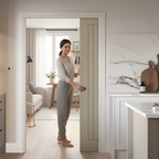 Premium Light Grey Pocket Door Set with Galvanised Steel Frame and Adjustable Jambs for Modern Home Design