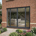 External Matt Grey Aluminium French Patio Door with Clear Glass Sidelights