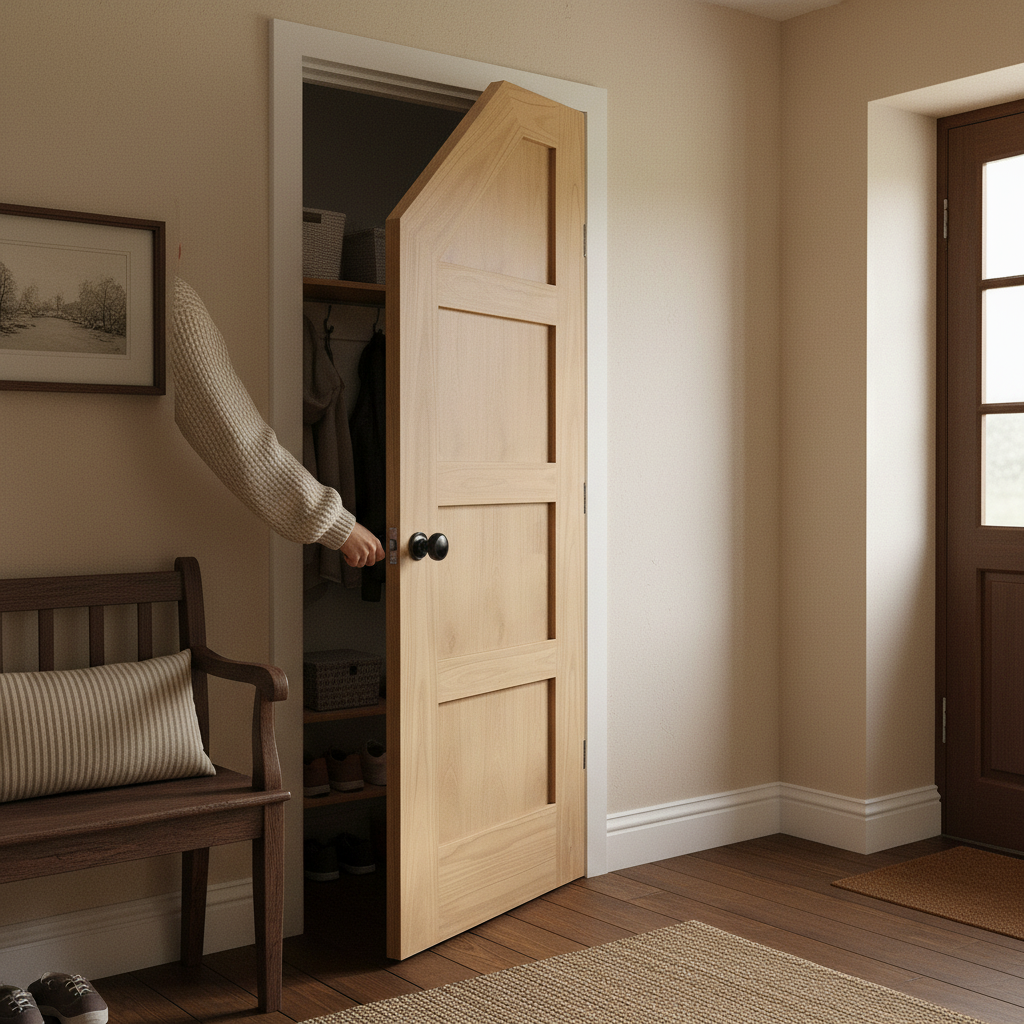 Premium Made-to-Measure Oak Internal Unfinished Shaker 4 Panel Cupboard Door for Under-Stair Areas