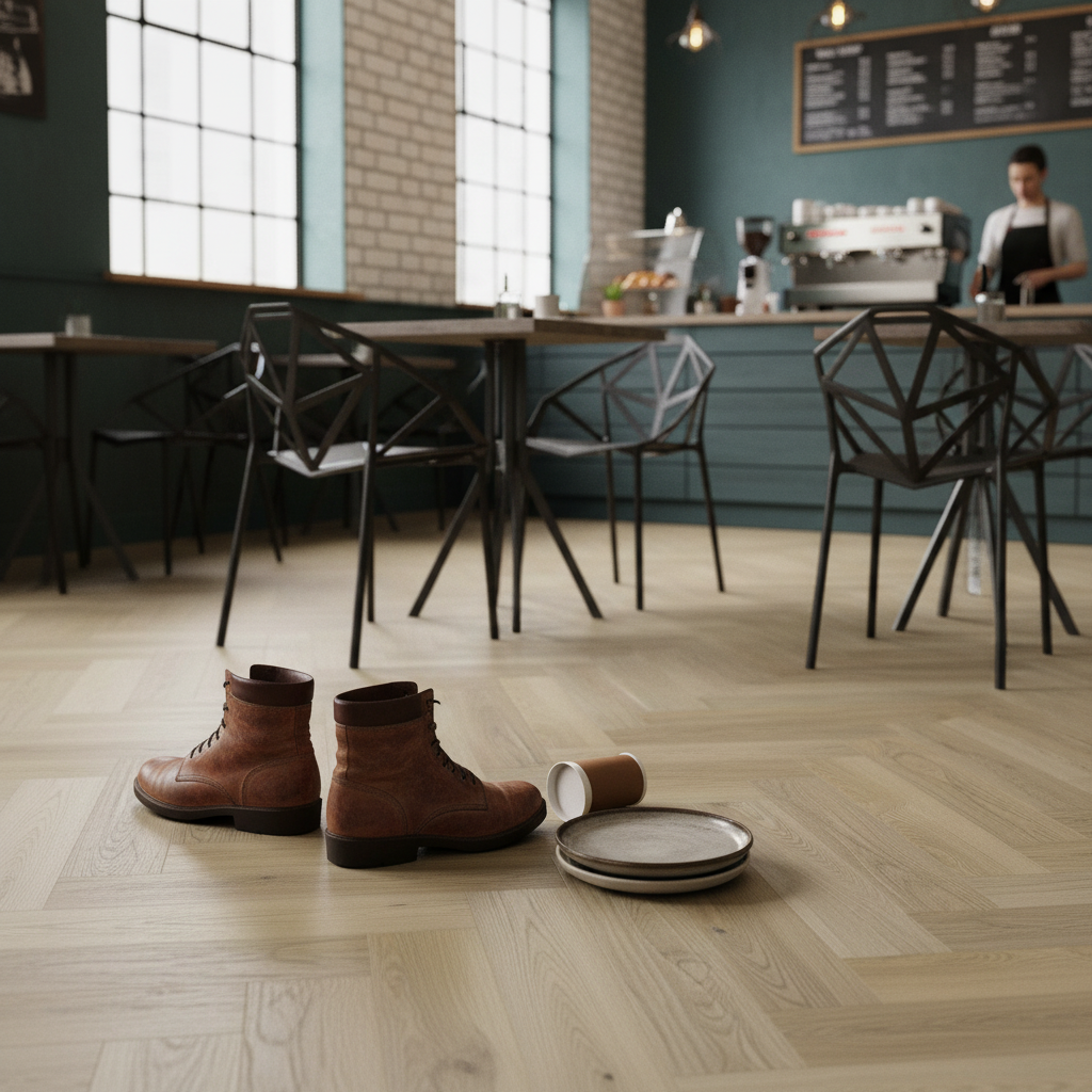 Premium Herringbone 5mm Rigid Core Vinyl Flooring with Purecoat Finish for Durability and Easy Installation