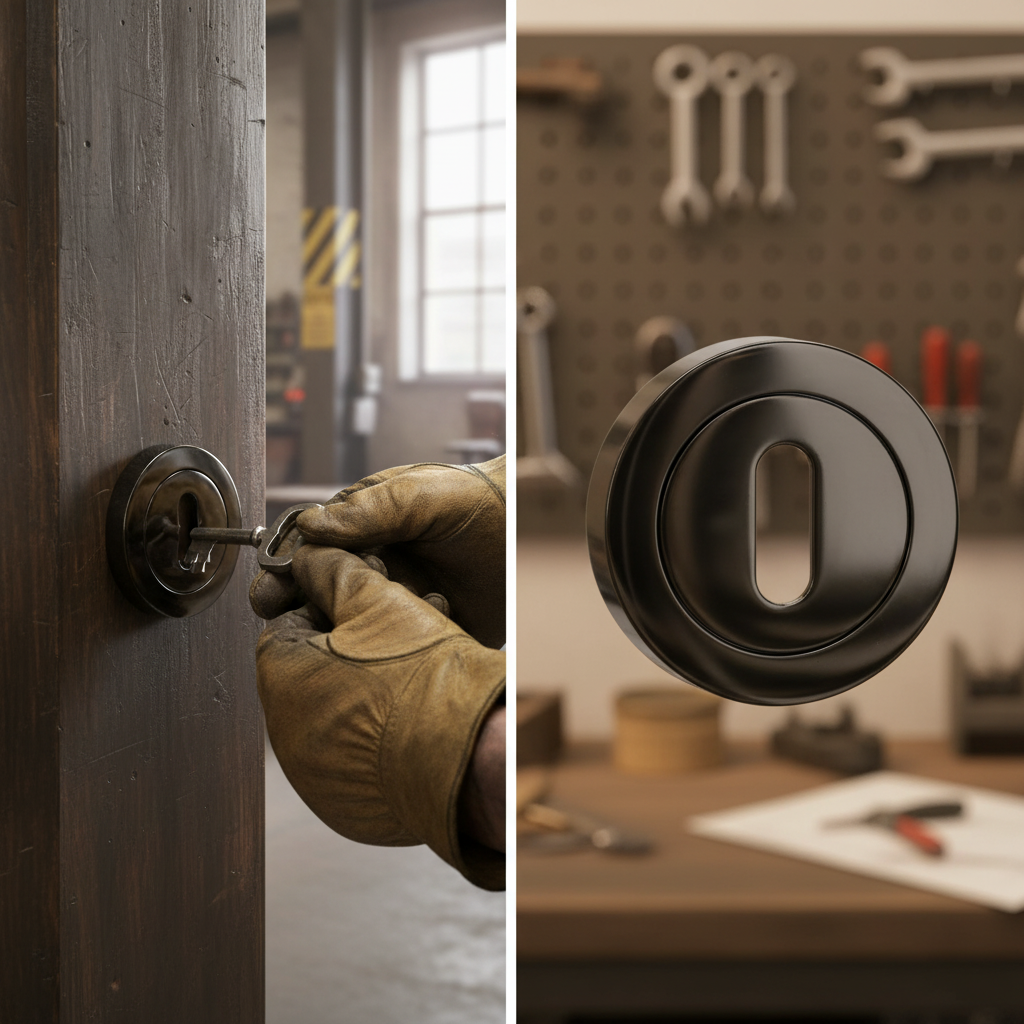 Premium Round Key Escutcheon Pair in Black Nickel Finish with 10mm Projection and 51mm Diameter for Keyhole Covering