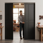 Premium Double Pocket Door Set with Galvanised Steel Frame, Adjustable Jambs, and 15-Year Guarantee for Modern Interiors