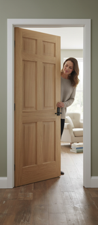 Premium Fully Finished Internal Oak 6 Panel Door with Clear Lacquer for Traditional Decor