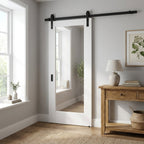 White Internal Door with Clear Glass Glazing, Solid Core, Primed Finish