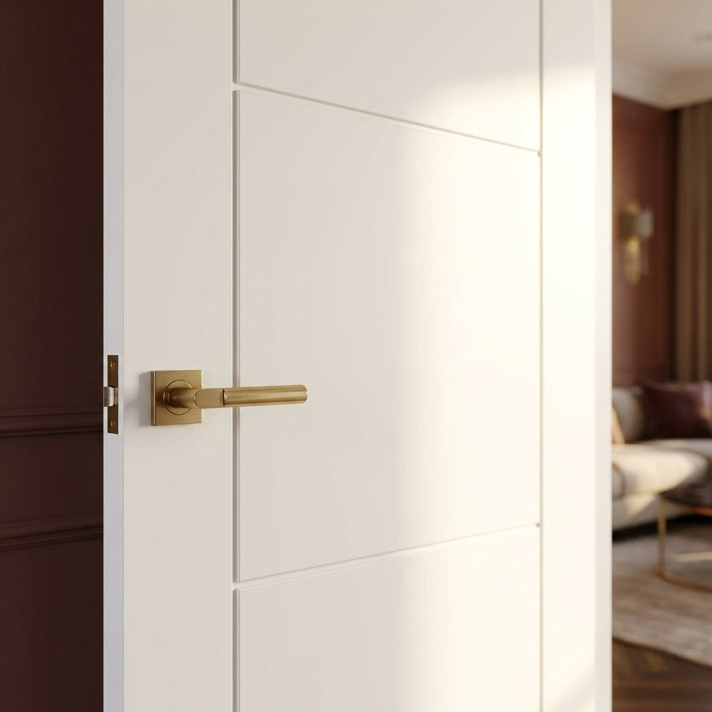 Internal White Door, Primed Finish, Made-to-Measure, 3 Panel Design - detail view