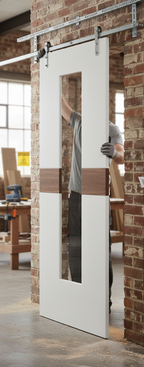 Premium Clear Glazed Internal Door with Walnut Insert - Modern Design for Contemporary Interiors