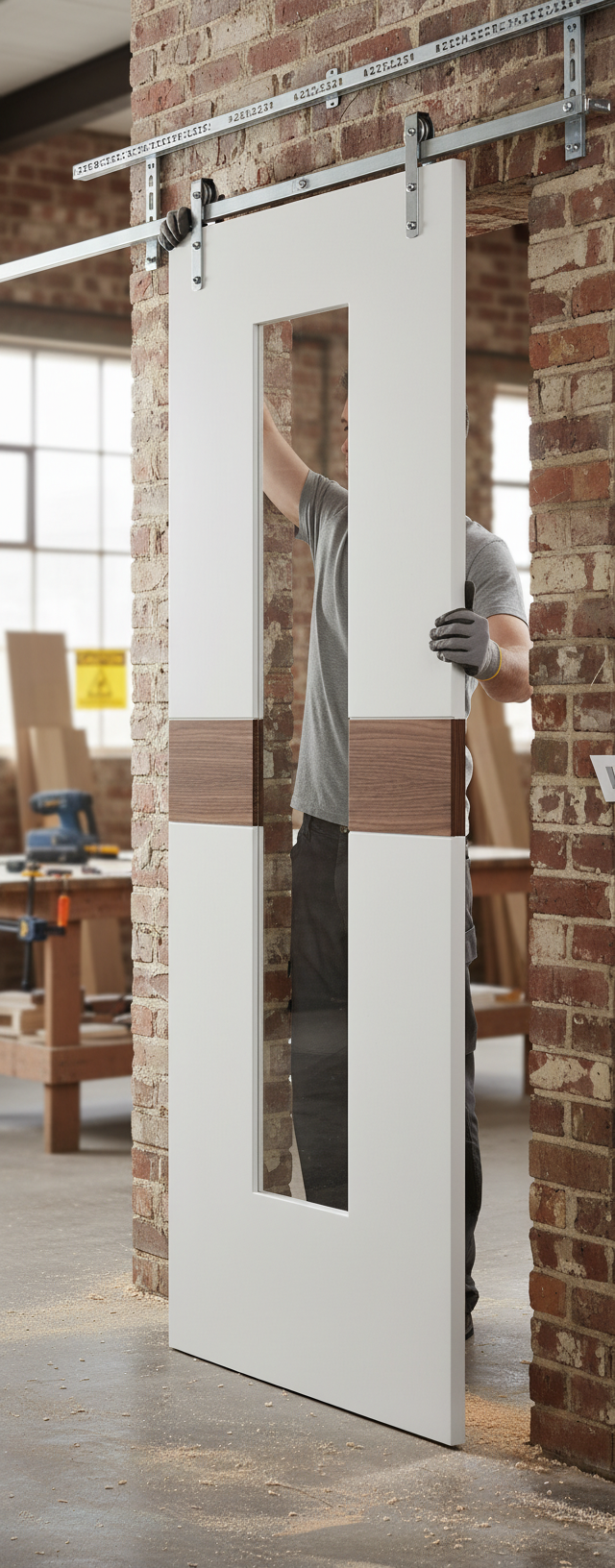 Premium Clear Glazed Internal Door with Walnut Insert - Modern Design for Contemporary Interiors