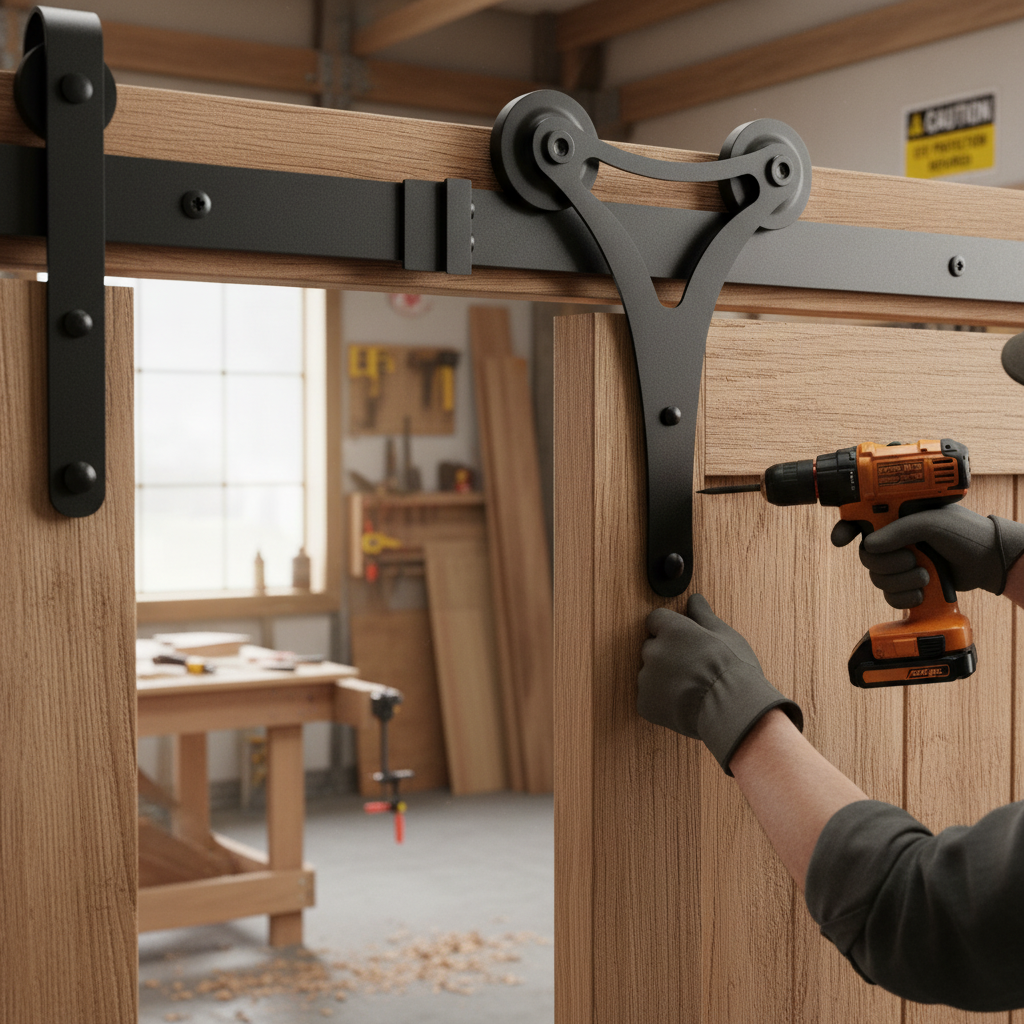 Premium Double Roller Sliding Barn Door Track Bracket Pair in Matt Black for Seamless Installation and Support