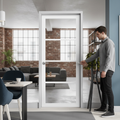 Premium Internal Primed Industrial 4 Light Clear Glass Door with Toughened Safety Glass and Customizable Finish for Enhanced Interiors
