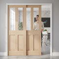 Premium Clear Glazed Telescopic Pocket Door System for Elegant Spaces with Solid Vertical Panels and Adjustable Features