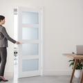 Premium White Primed Obscure Glazed Internal Door with Contemporary Design and 10 Year Guarantee