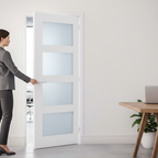 Premium White Primed Obscure Glazed Internal Door with Contemporary Design and 10 Year Guarantee