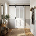 White Internal Sliding Door, Primed Finish, Victorian 2 Panel, 2 Light Obscure Glass