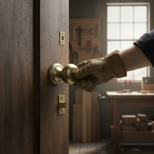 Premium Antique Brass Mushroom Mortice Door Knob Set with Ball Bearing Hinges and Tubular Latch - 10-Year Guarantee