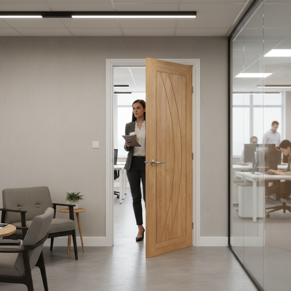 Premium Fully Finished Oak Fire Door with Engineered Core and 30-Minute Fire Rating for Enhanced Safety and Durability