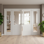 Premium Internal Room Divider Set with Clear Glass Panels - Stylish Cottage and Modern Pattern Doors - Image 2
