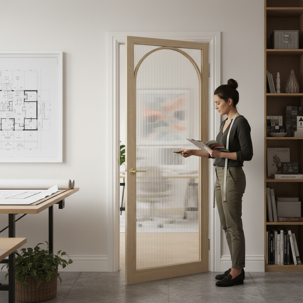 Premium Arched Internal Door with Reeded Glazing and Blonde Oak Finish for Stylish Home D?or