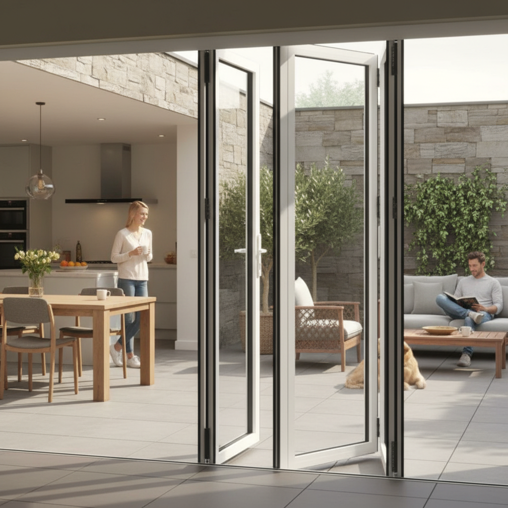 Premium 9ft Slimline Aluminium Bifold Doors with Double Glazing and Thermal Efficiency