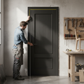 Premium Black Charcoal 2 Panel Internal Door with Engineered Construction and Natural Wood Grain Finish