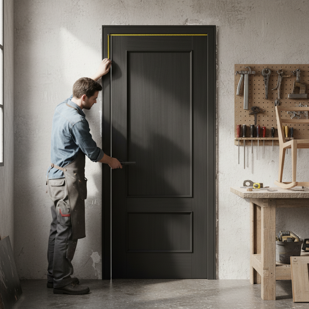 Premium Black Charcoal 2 Panel Internal Door with Engineered Construction and Natural Wood Grain Finish