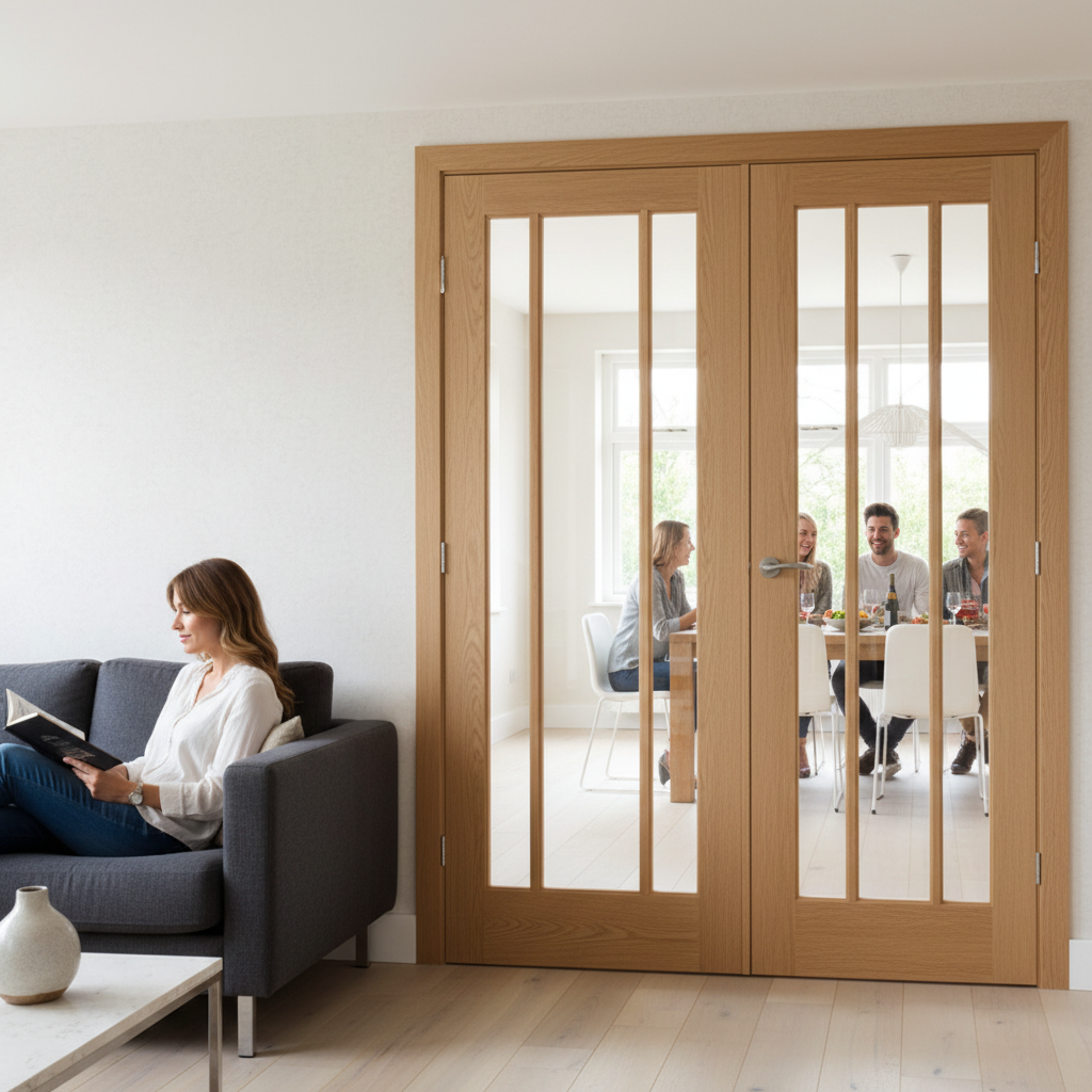 Premium Clear Glazed Room Divider with Matching Side Panels - Versatile Design for Modern and Traditional Homes