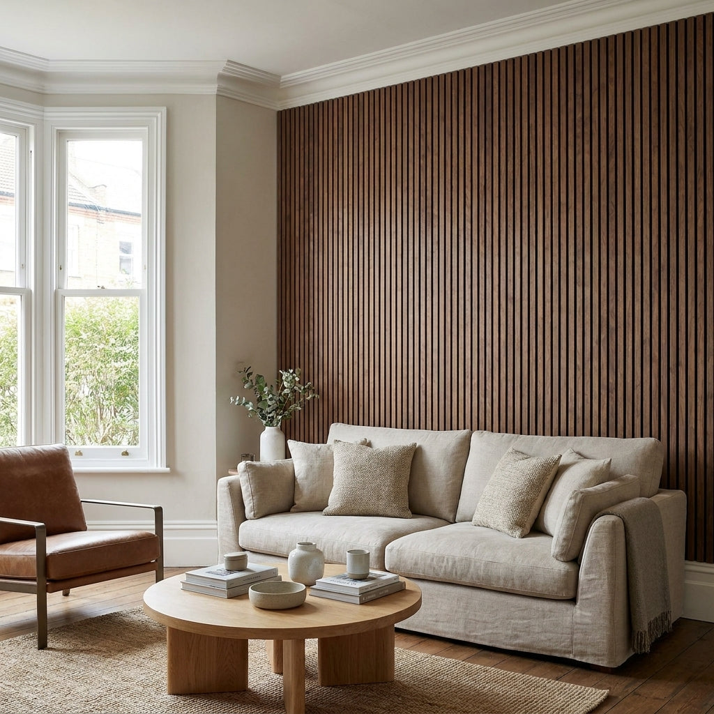Elevation Acoustic Wall Panelling, Light Walnut, Fully Finished, 1200x600mm