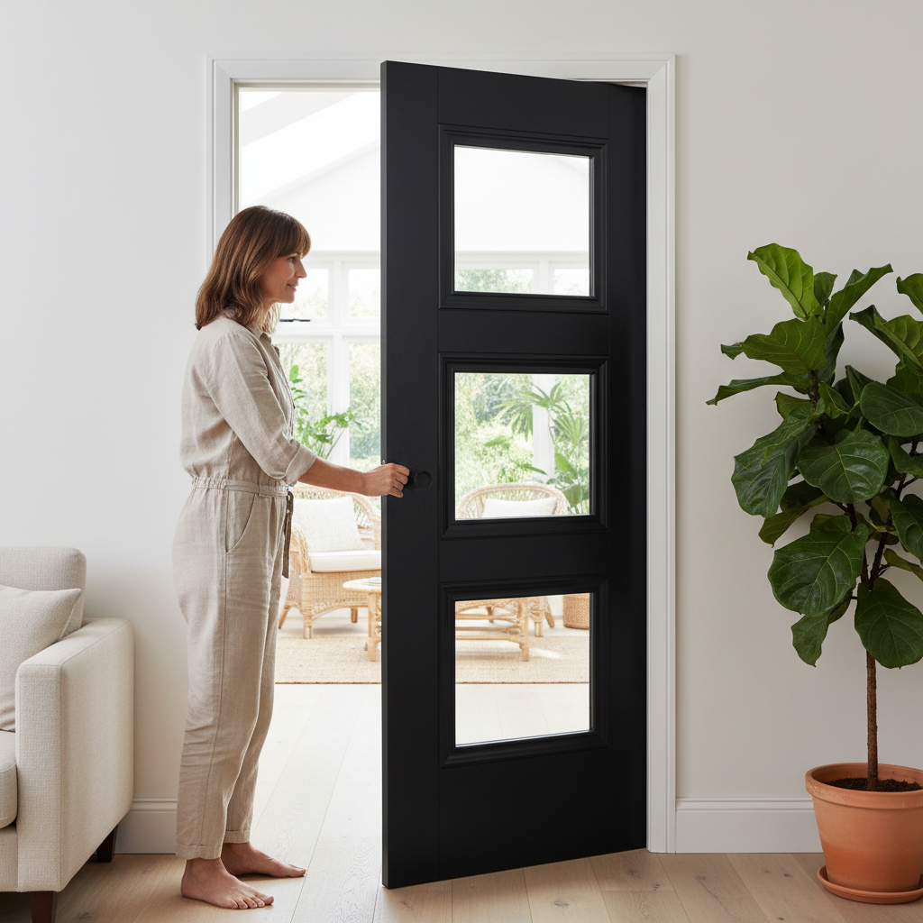 Premium 3L Glazed Pocket Door Set with Galvanised Steel Frame and Adjustable Jambs for Stylish Home Interiors