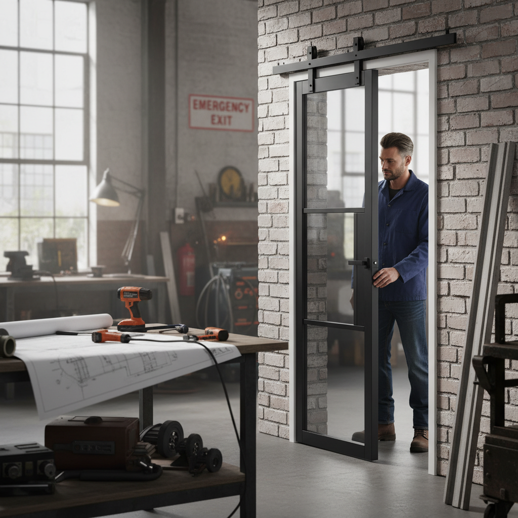 Premium Tinted Glazed Pocket Door System with Galvanised Steel Frame and Adjustable Features for Seamless Installation