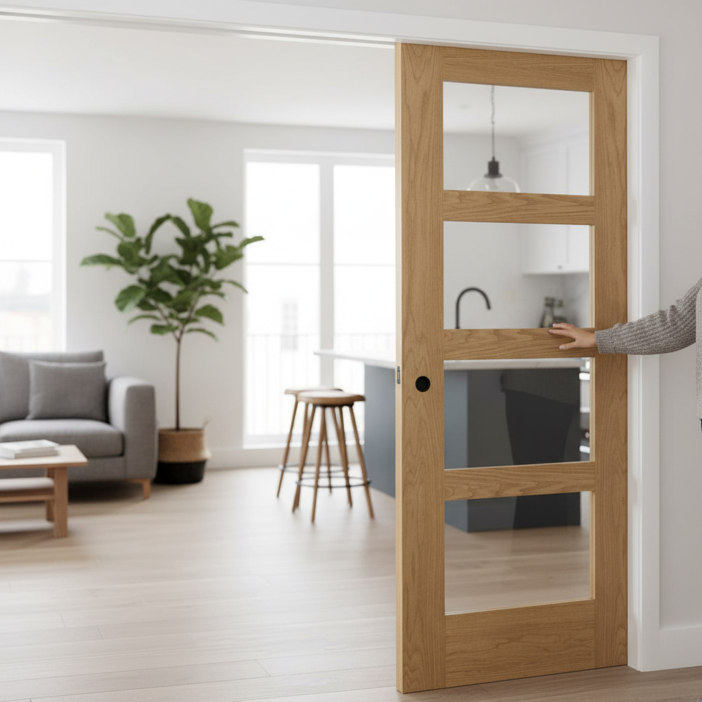 Premium Clear Glazed Internal Pocket Door Set with Galvanised Steel Frame and Adjustable Jamb Options