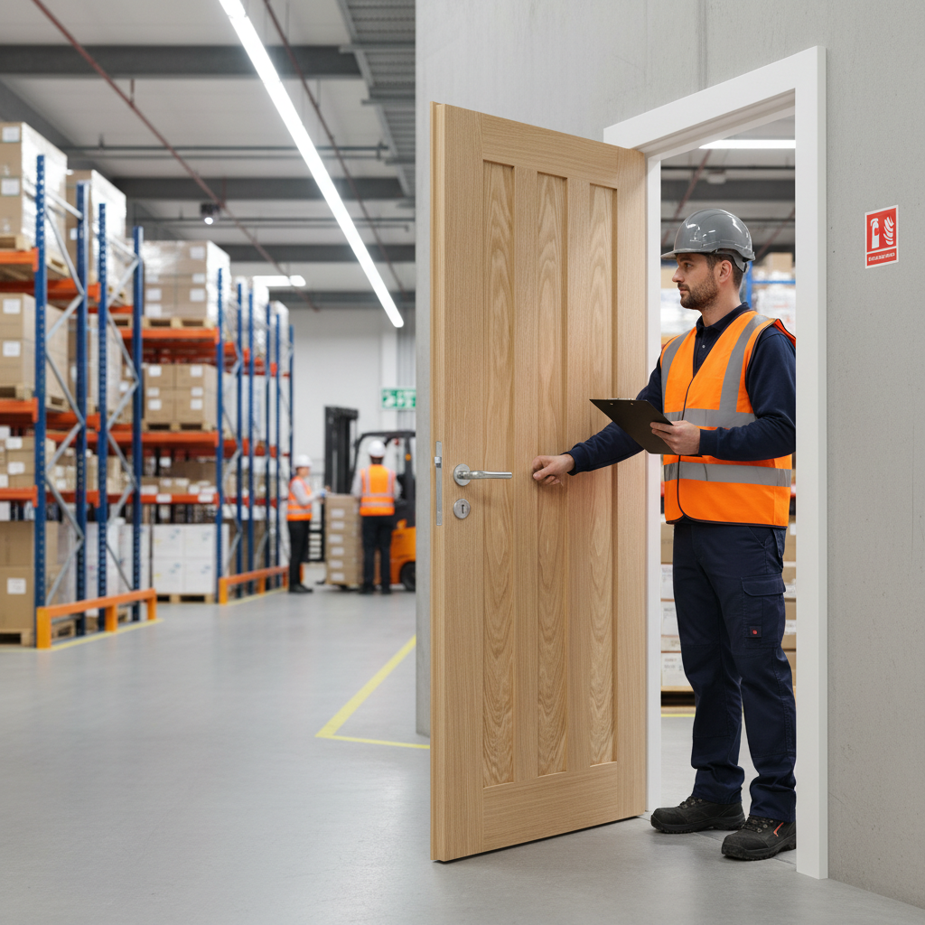 Premium Prefinished Fire Door with Oak Veneer, FD30 Certification, and Engineered Construction for Enhanced Stability and Fire Protection