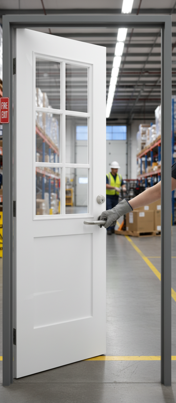 Premium Custom Made White 6 Light Fire Door with 30-Minute Fire Rating and Clear Fire Glass