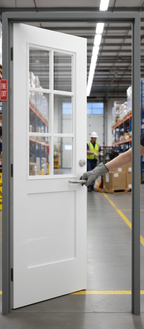 Premium Custom Made White 6 Light Fire Door with 30-Minute Fire Rating and Clear Fire Glass