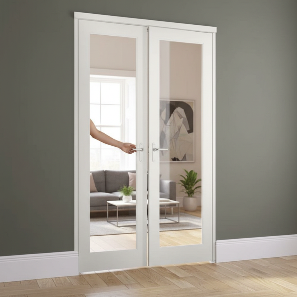 Premium 10-Fold Flat Internal Door Set with Stainless Steel Hardware - 1500mm Width, Fully Finished White, Space-Saving Design